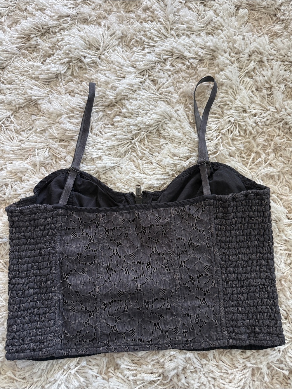 Aritzia Talula Gray Lace Zip-Front Bustier Crop Top - Picture 5 of 5